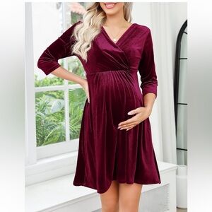 Red velvety maternity dress size medium